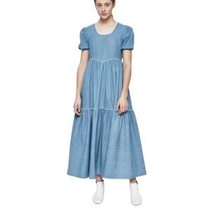 Batsheva Denim Empire Maxi Dress Size 4